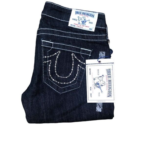 Brand New True Religion Jeans Size 26 STRAIGHT Clear Crystal - Picture 6 of 10